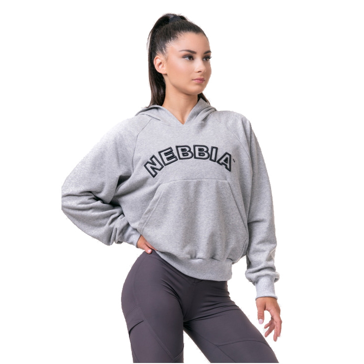 Nebbia Iconic Hero mikina s kapucí 581 light grey - L