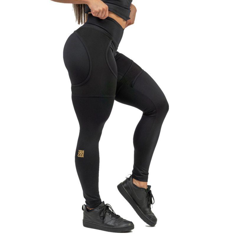 Dámské sportovní legíny se síťkou Nebbia INTENSE Mesh 838 Black/Gold L