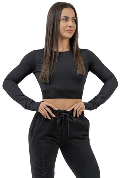 Nebbia Intense Dámský Crop top s dlouhým rukávem 839 černý - S