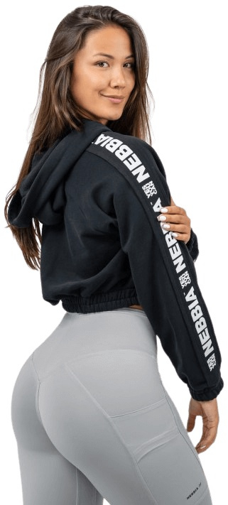 Nebbia Crop Mikina s kapucí ICONIC 254 černá - S