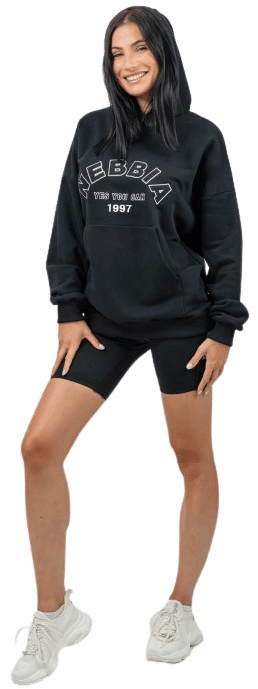 Nebbia OVERSIZE MIKINA S KAPUCÍ GYM RAT 256 Černá - XS