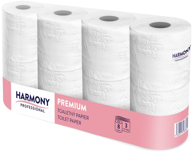 Harmony Professional - toaletní papír - 3vrstvý, bílý, 8 ks