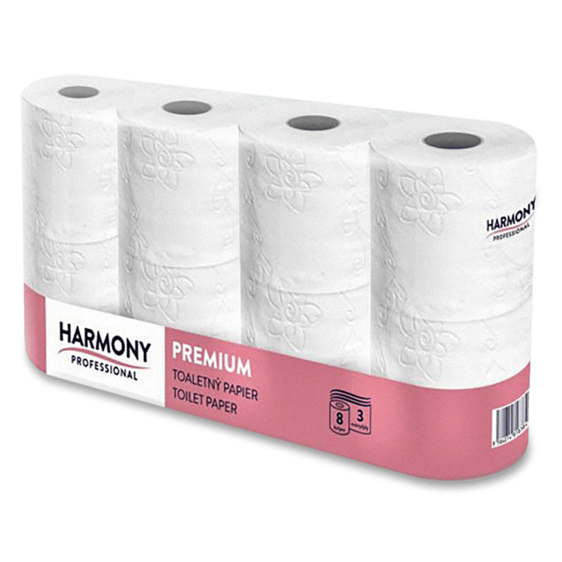 Harmony Professional - toaletní papír - 3vrstvý, bílý, 8 ks