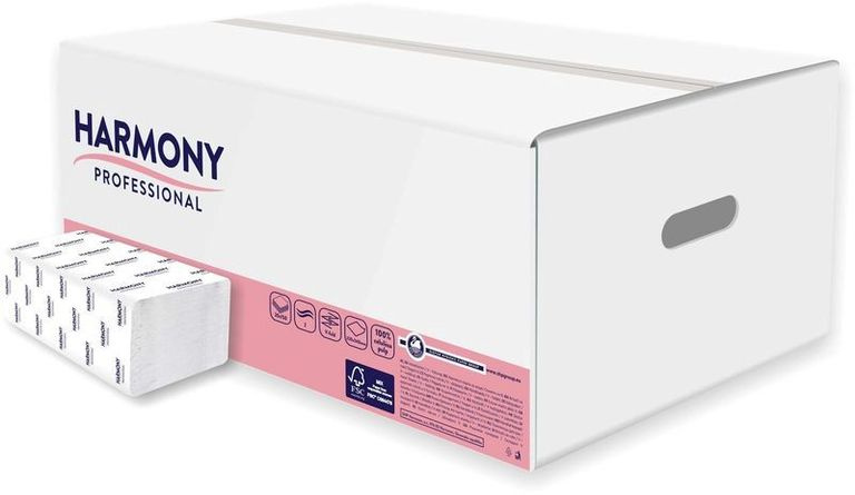 Harmony Professional - papírové ZZ ručníky - 2vrstvé, bílá celulóza, 3140 ks
