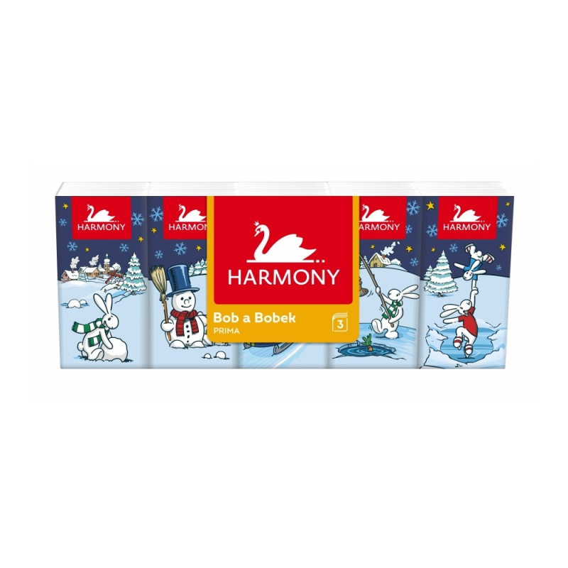 Harmony Prima Bob a Bobek papírové kapesníky 3vrstvé, 10×10 ks