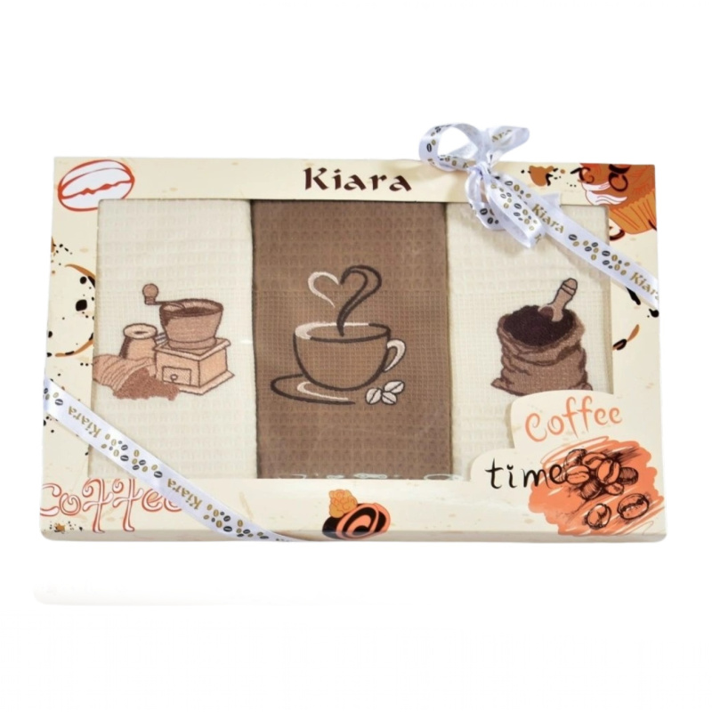 Praktik Dárková sada utěrek Kiara Coffee time 3 ks Varianta: Dárková sada utěrek Kiara Coffee time 50x70 cm 3 ks