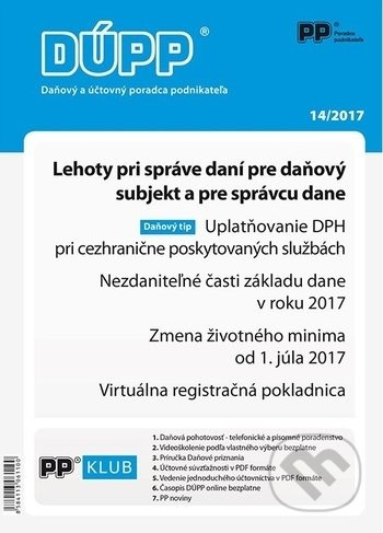 DÚPP 14/2017 (Lehoty pri správe daní pre daňový subjekt a pre správcu dane, ...)