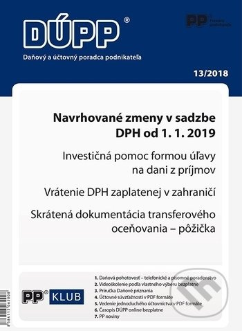 Daňový a účtovný poradca podnikateľa 13/2018 (Navrhované zmeny v sadzbe DPH od 1. 1. 2019)