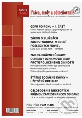 Práca, mzdy a odmeňovanie 5/2019
