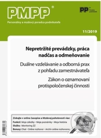 PMPP 11/2019 Nepretržité prevádzky, práca nadčas a odmeňovanie