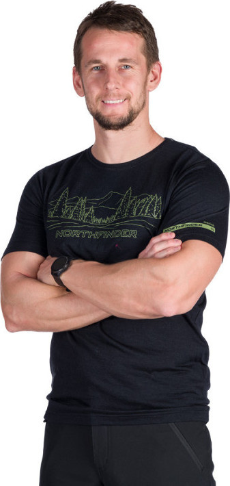 Pánské merino triko NORTHFINDER Olek černé Velikost: 2XL