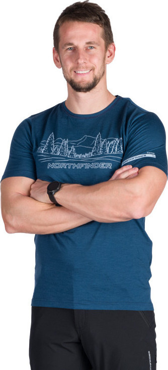 Pánské merino triko NORTHFINDER Olek modré Velikost: 2XL