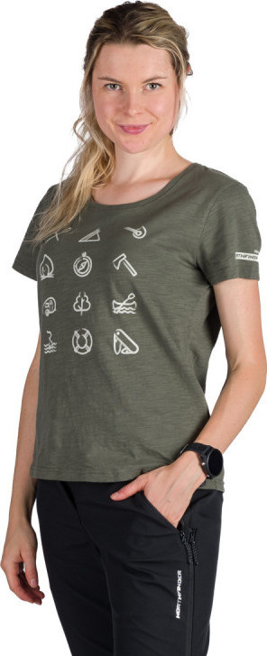 Dámské bavlněné triko NORTHFINDER Candice zelené Velikost: M