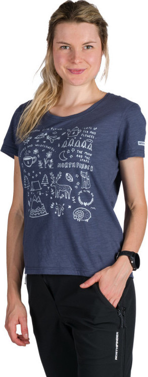 Dámské bavlněné triko NORTHFINDER Amie modré Velikost: XS