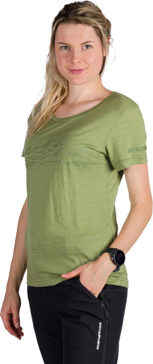 Dámské merino triko NORTHFINDER Jenifer zelené Velikost: S