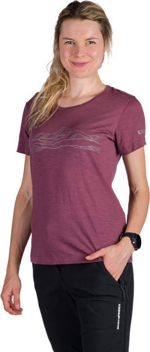 Dámské merino triko NORTHFINDER Jenifer fialové Velikost: S