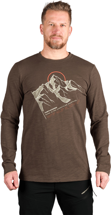 Pánské bavlněné triko NORTHFINDER Daru hnědé Velikost: L