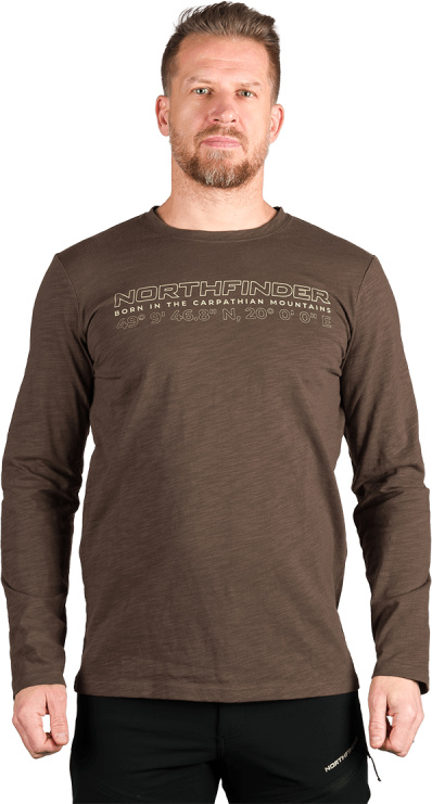Pánské bavlněné triko NORTHFINDER Denes hnědé Velikost: 2XL