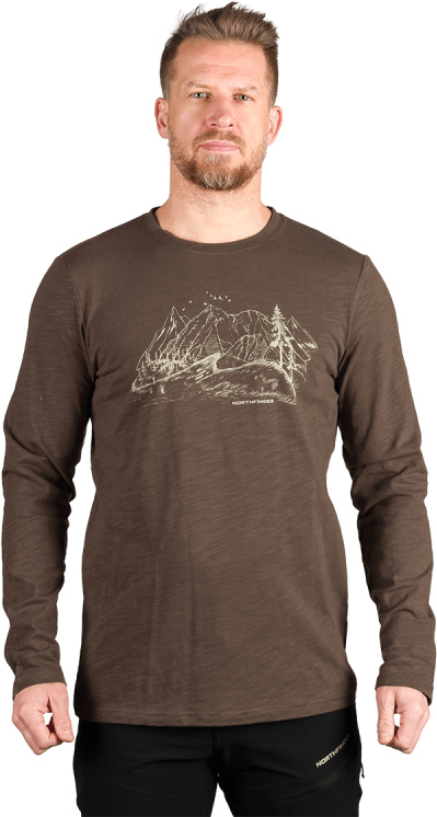 Pánské bavlněné triko NORTHFINDER Ember hnědé Velikost: S