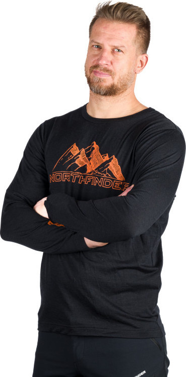 Pánské merino triko NORTHFINDER Erneszt černé Velikost: XL