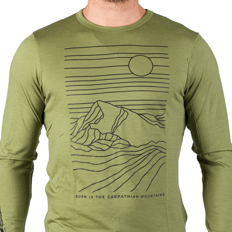 Pánské merino triko NORTHFINDER Erno zelené Velikost: XL