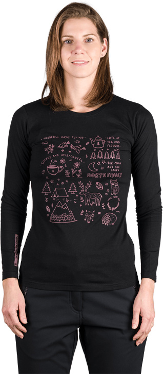 Dámské bavlněné triko NORTHFINDER Riya černé Velikost: XL