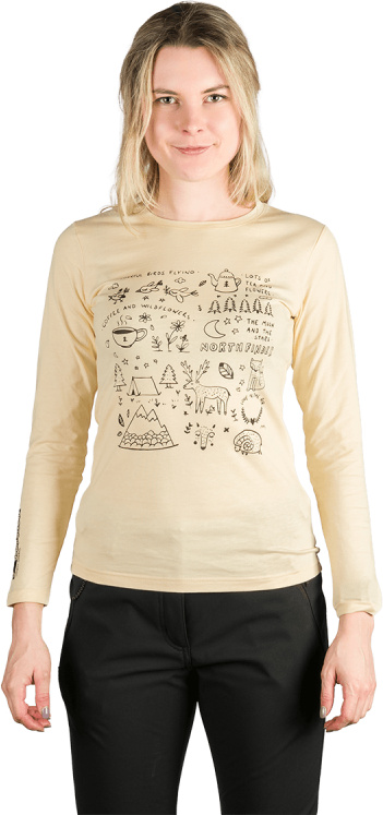 Dámské bavlněné triko NORTHFINDER Riya béžové Velikost: L