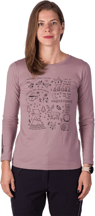 Dámské bavlněné triko NORTHFINDER Riya růžové Velikost: 2XL