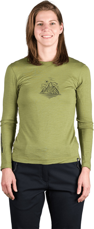 Dámské merino triko NORTHFINDER Aila zelené Velikost: M
