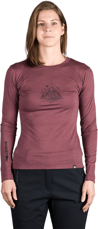 Dámské merino triko NORTHFINDER Aila fialové Velikost: XL