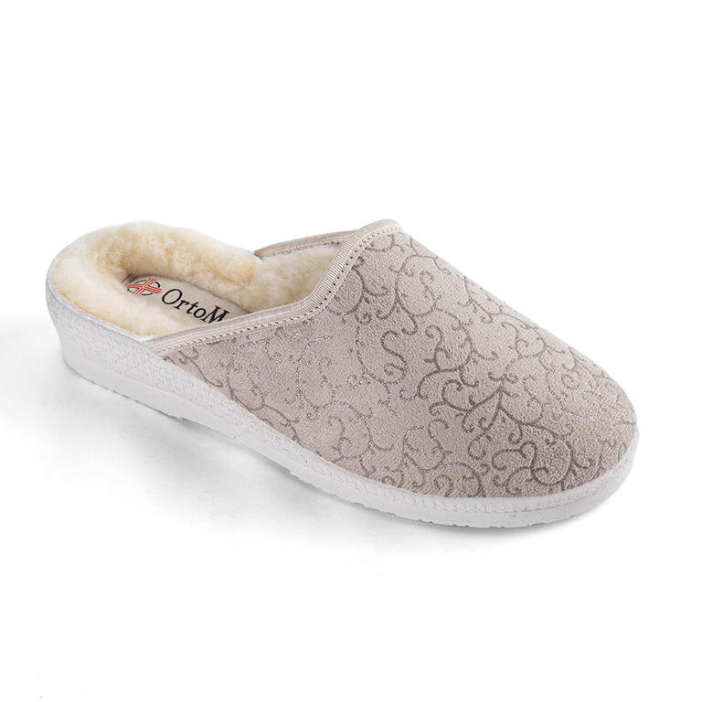 Dámské domácí zateplené pantofle se zlatým zdobením vel. 38