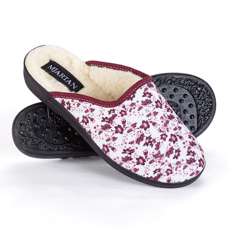 Dámské domácí zateplené pantofle Vínové květy vel. 37