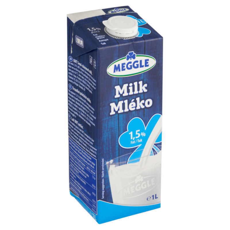 Trvanlivé mléko Meggle, polotučné 1,5%, 1 l