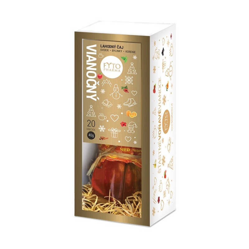 Fytopharma Dárková kazeta Vánoční čaj 20 sáčků + květový med 250 g