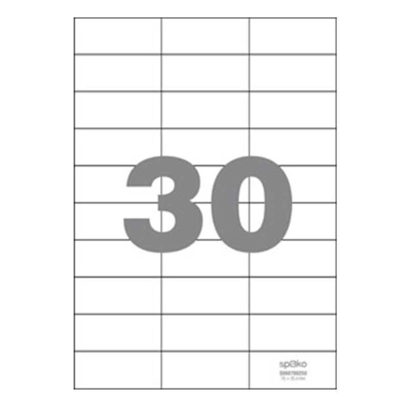 Spoko Samolepicí etikety A4 100 listů - 70 × 29,6 mm