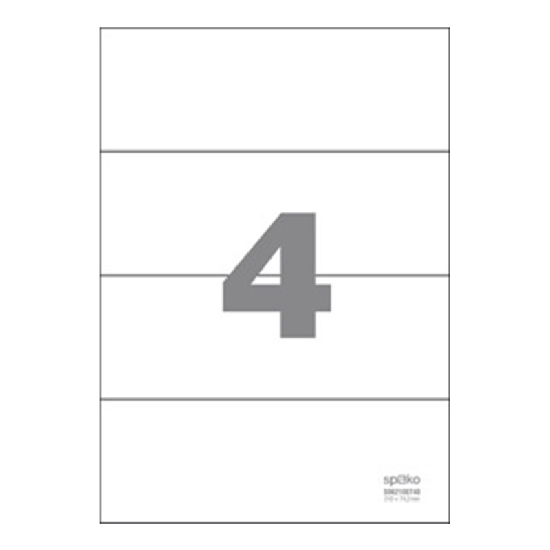 Spoko Samolepicí etikety A4 100 listů - 210 × 74,2 mm