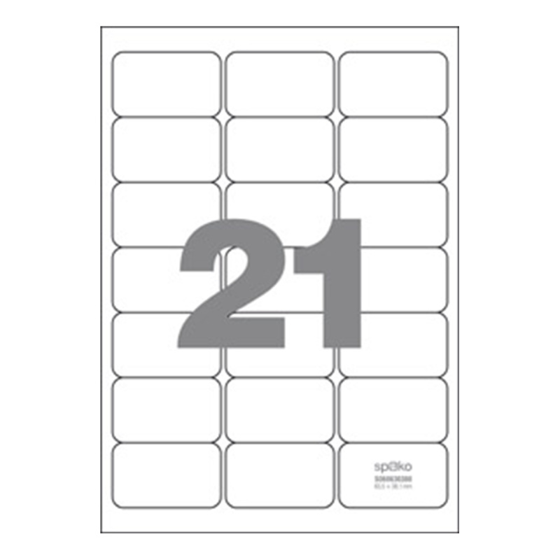 Spoko Samolepicí etikety A4 100 listů - 63,5 × 38,1 mm