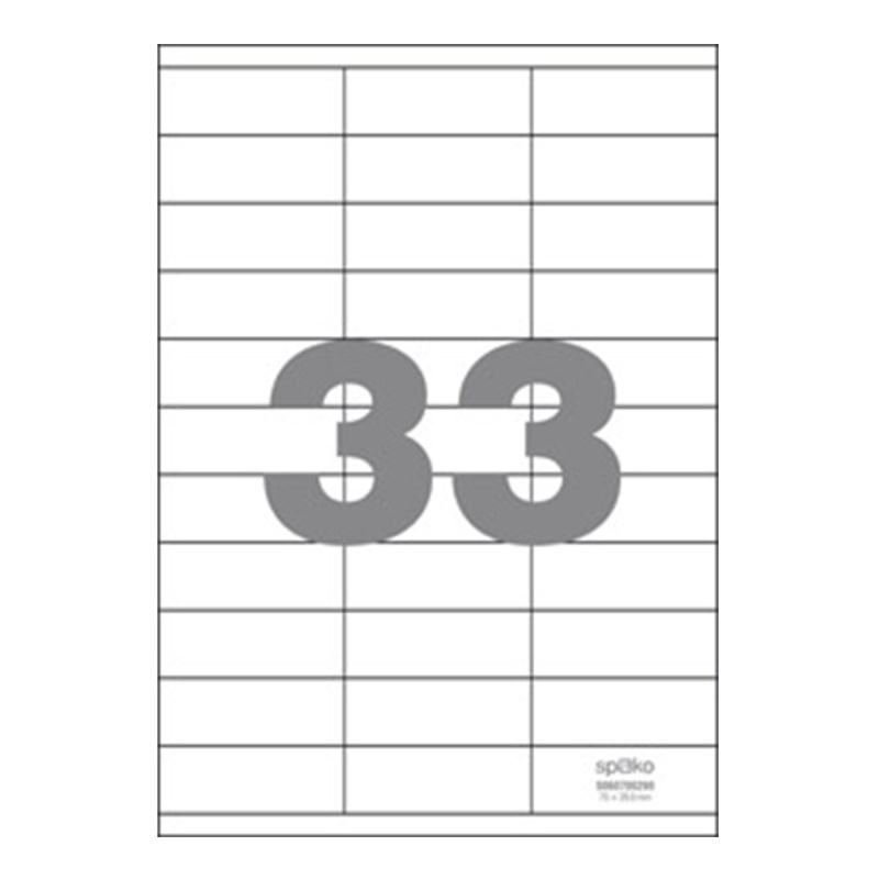 Spoko Samolepicí etikety A4 100 listů - 70 × 25,4 mm