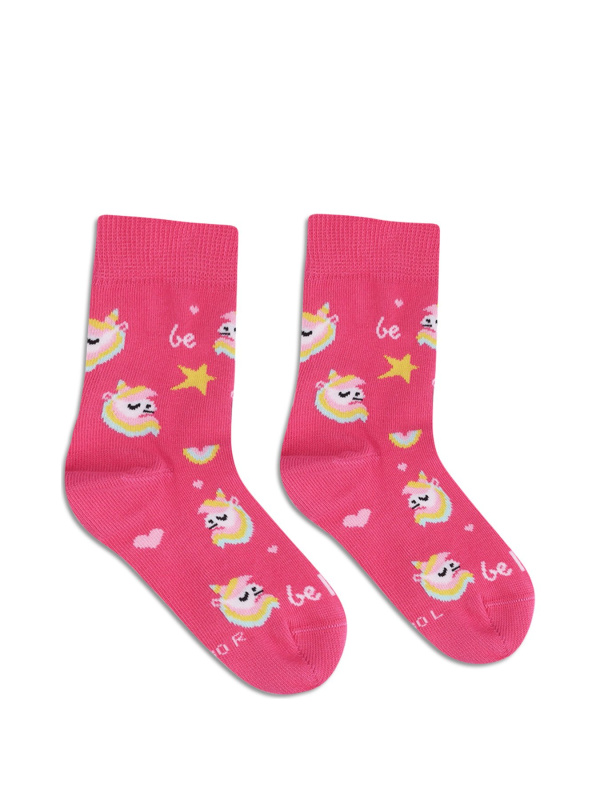 Dětské barefootové ponožky BE LENKA Crew jednorožec žvýkačkově růžová Velikost: 31-34