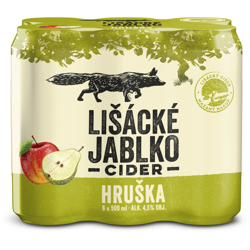 Lišácké jablko Hruška cider plech 6×0,5 l