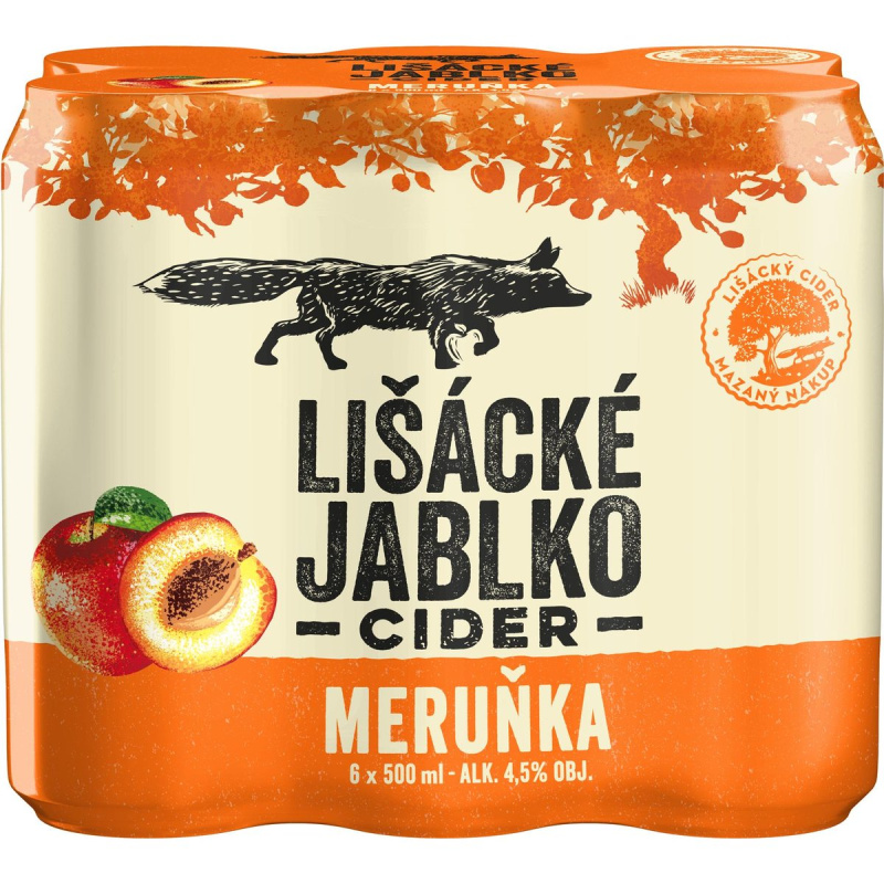 Lišácké jablko Meruňka cider 6×0,5 l plech