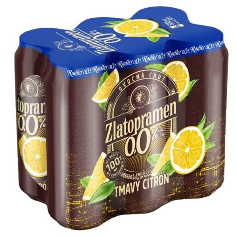Zlatopramen 0,0% tmavý citron 6×0,5 l plech