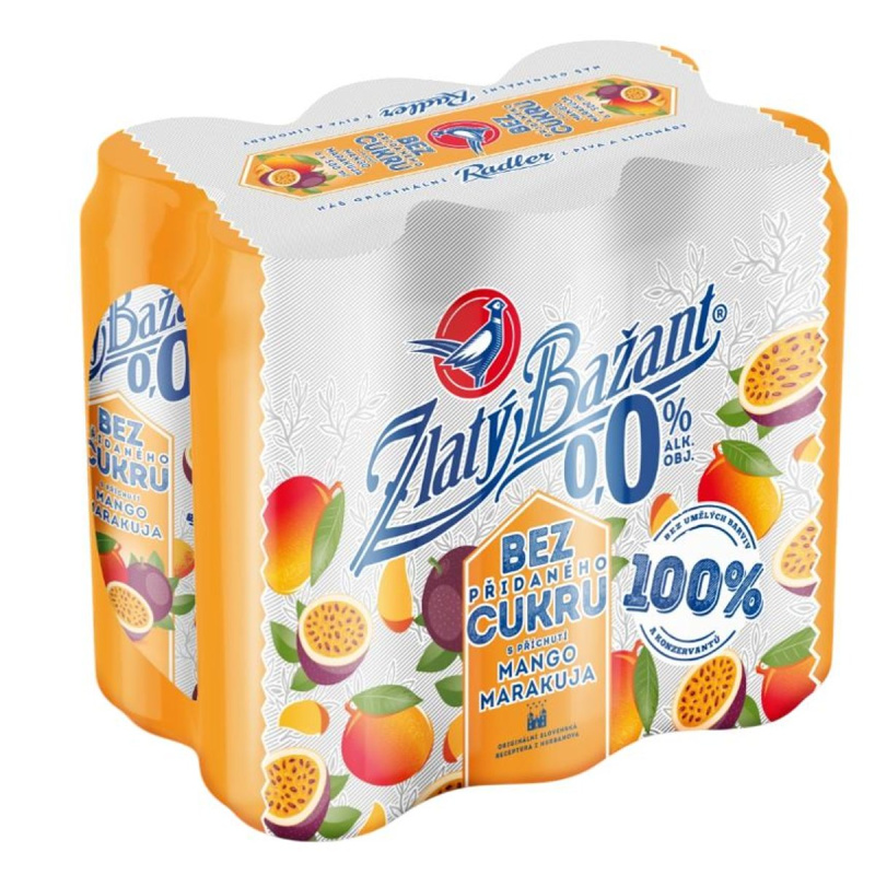 Zlatý Bažant Radler Mango Maracuja nealkoholické 6×0,5 l plech