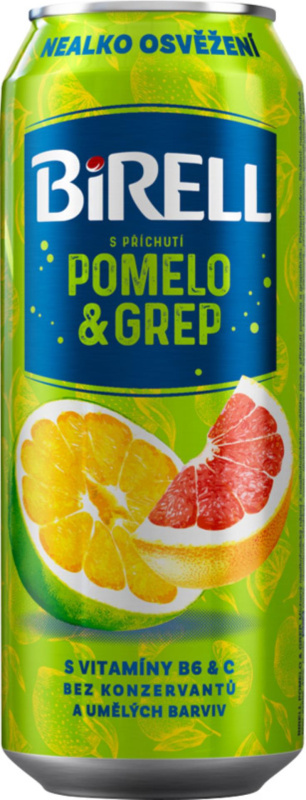 Nealkoholické pivo Birell - plech, pomelo a grep, 24x 0,5 l