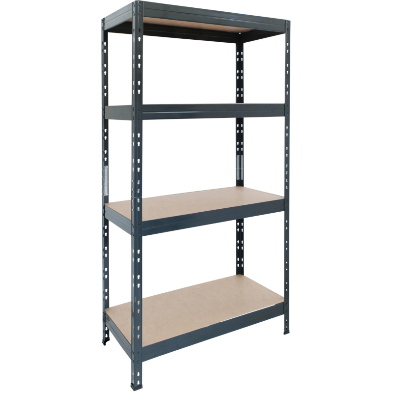 AR Shelving Kovový regál RIVET antracitový, 4 police, 175 kg, 180 x 90 x 45 cm