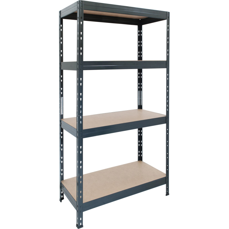 AR Shelving Kovový regál RIVET antracitový, 4 police, 175 kg, 180 x 75 x 35 cm
