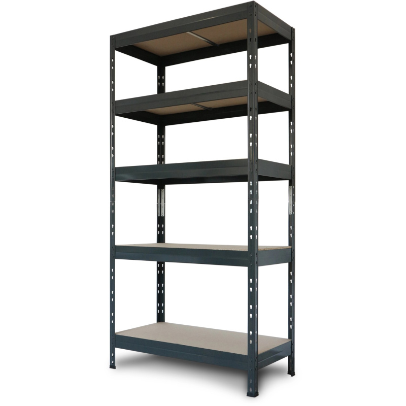 AR Shelving Kovový regál RIVET antracitový, 5 polic, 175 kg, 180 x 90 x 40 cm