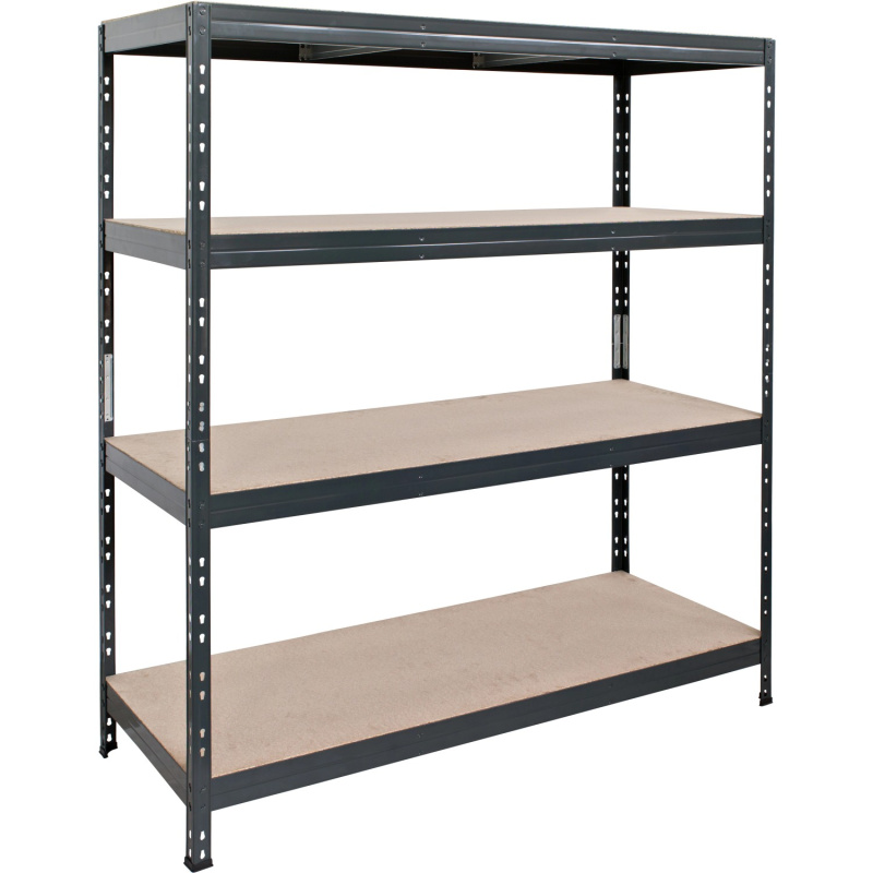 AR Shelving Kovový regál RIVET antracitový, 4 police, 250 kg, 180 x 160 x 60 cm