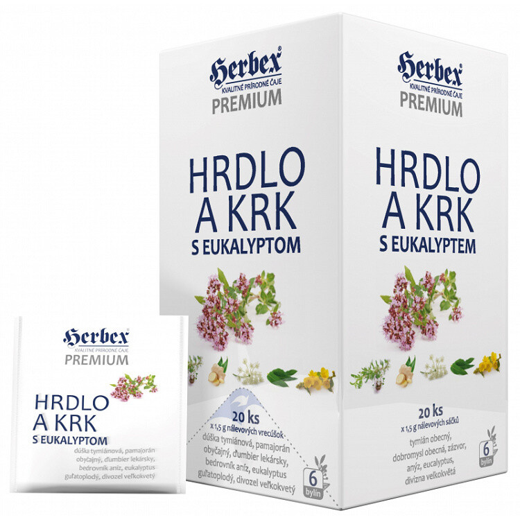 HERBEX Hrdlo a krk s eukalyptem bylinný čaj 20 sáčků