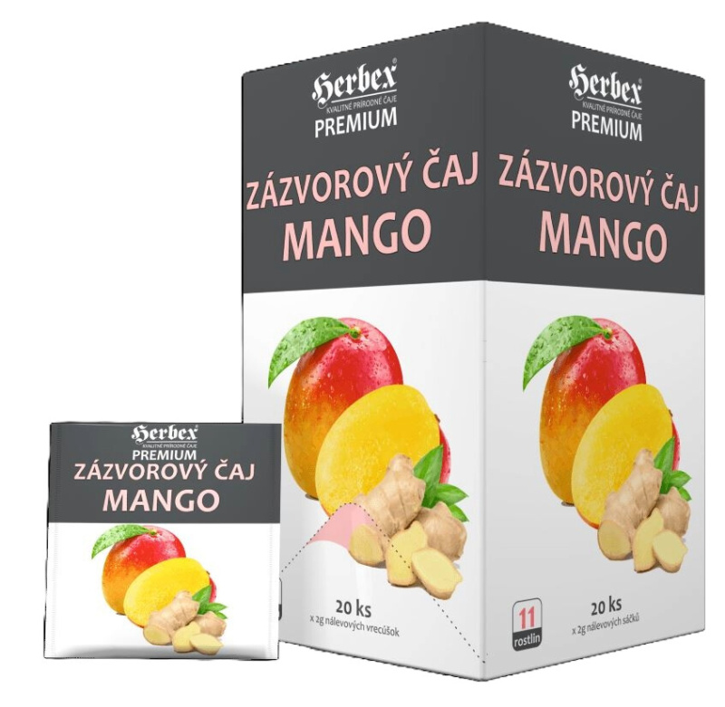 HERBEX Zázvorový čaj mango 20 sáčků